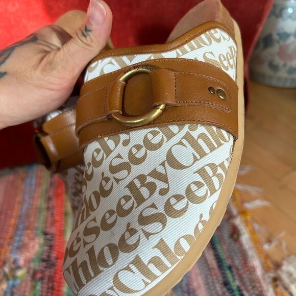 SeebyChloé Tan and White mules Slippers Size 39/8 - Picture 8 of 16
